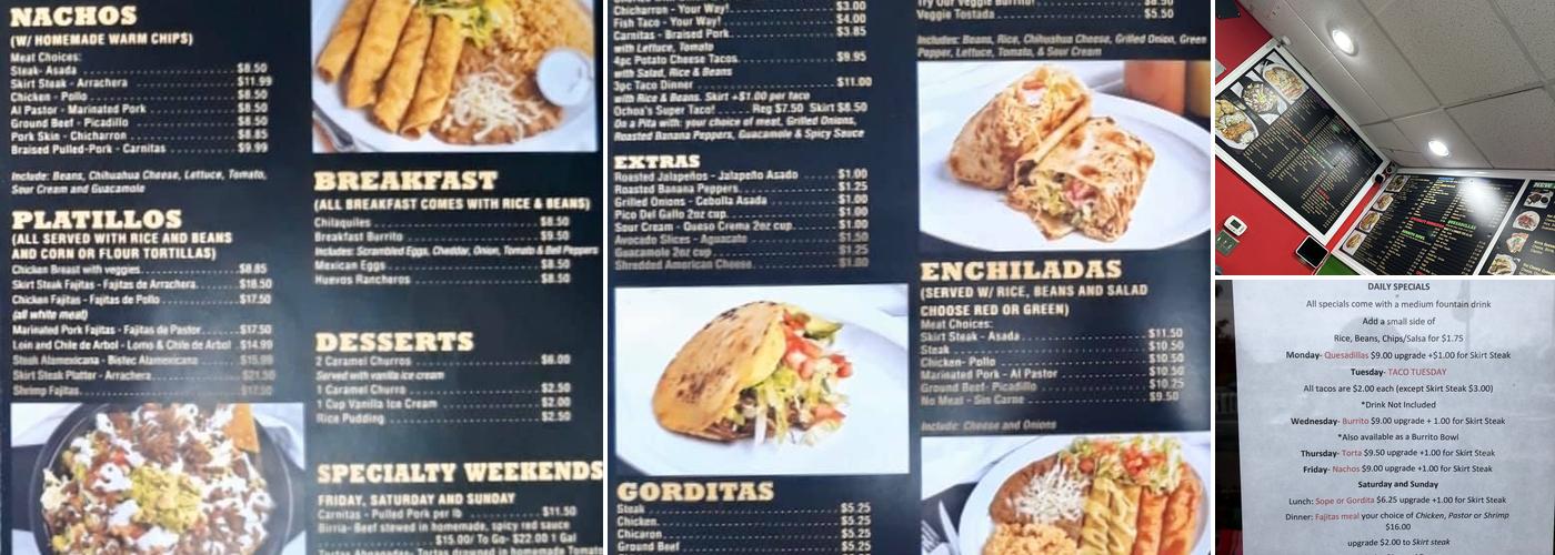 Ochoa’s Mexican Grill Menu
