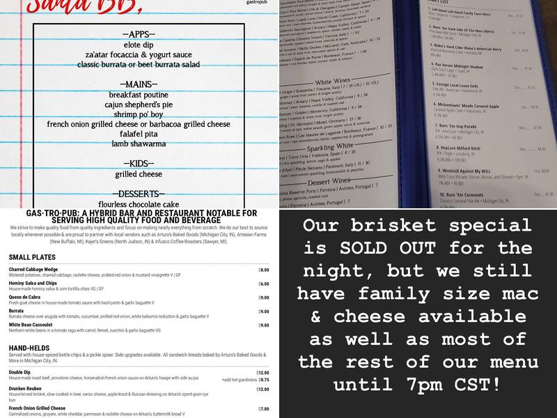 Bare Bones Gastropub Menu