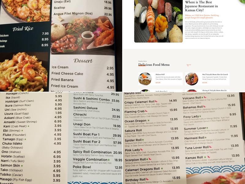 HAKATA Hibachi Steak & Sushi Menu