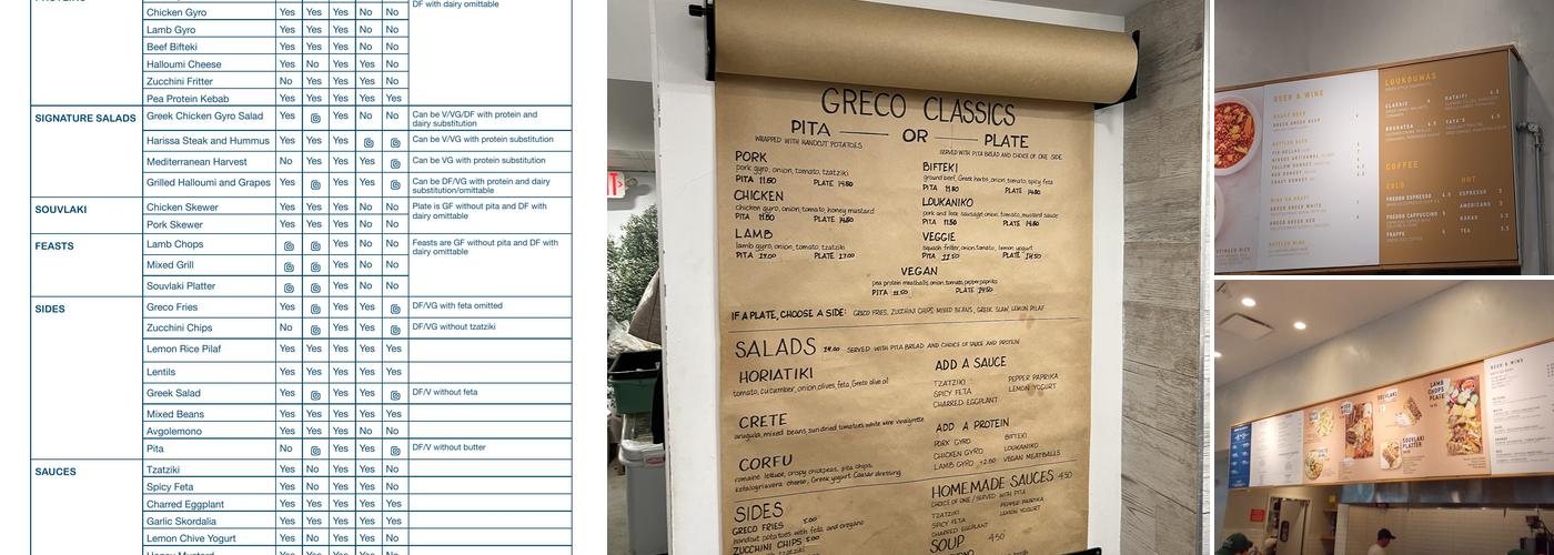 GRECO Menu
