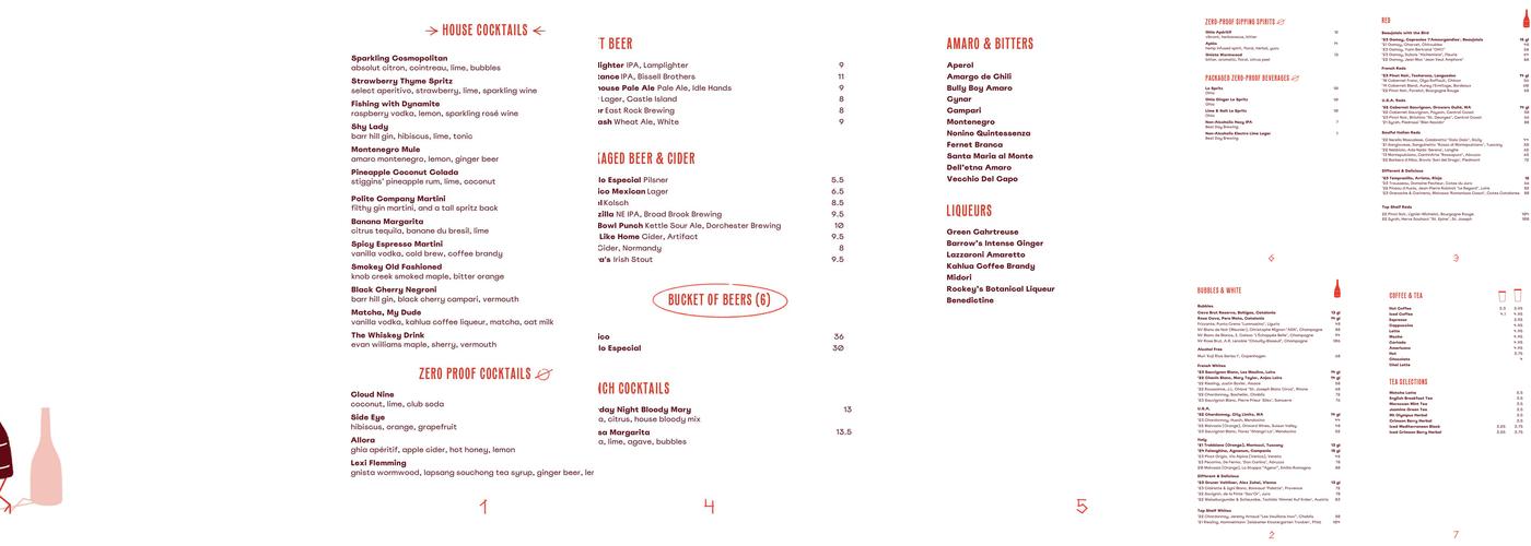 Shy Bird Menu