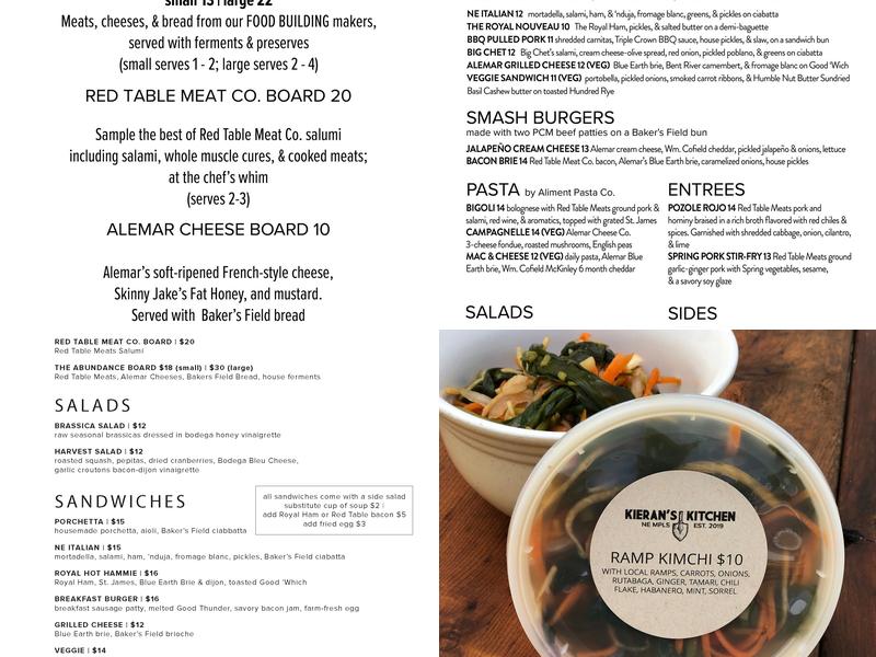 Kieran's Kitchen & Market Menu