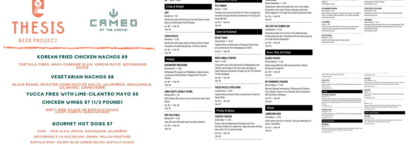 Thesis Beer Project Menu