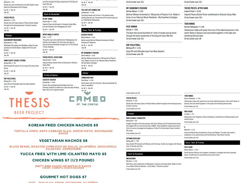 Thesis Beer Project Menu
