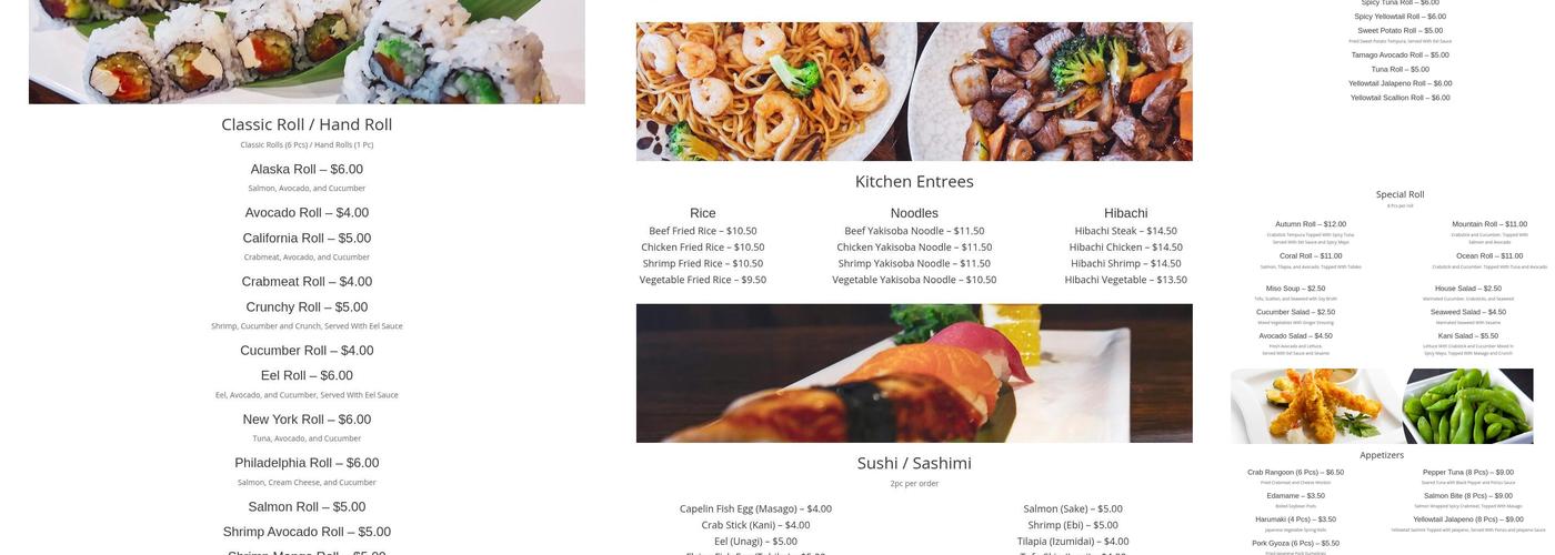 Saika Sushi Menu
