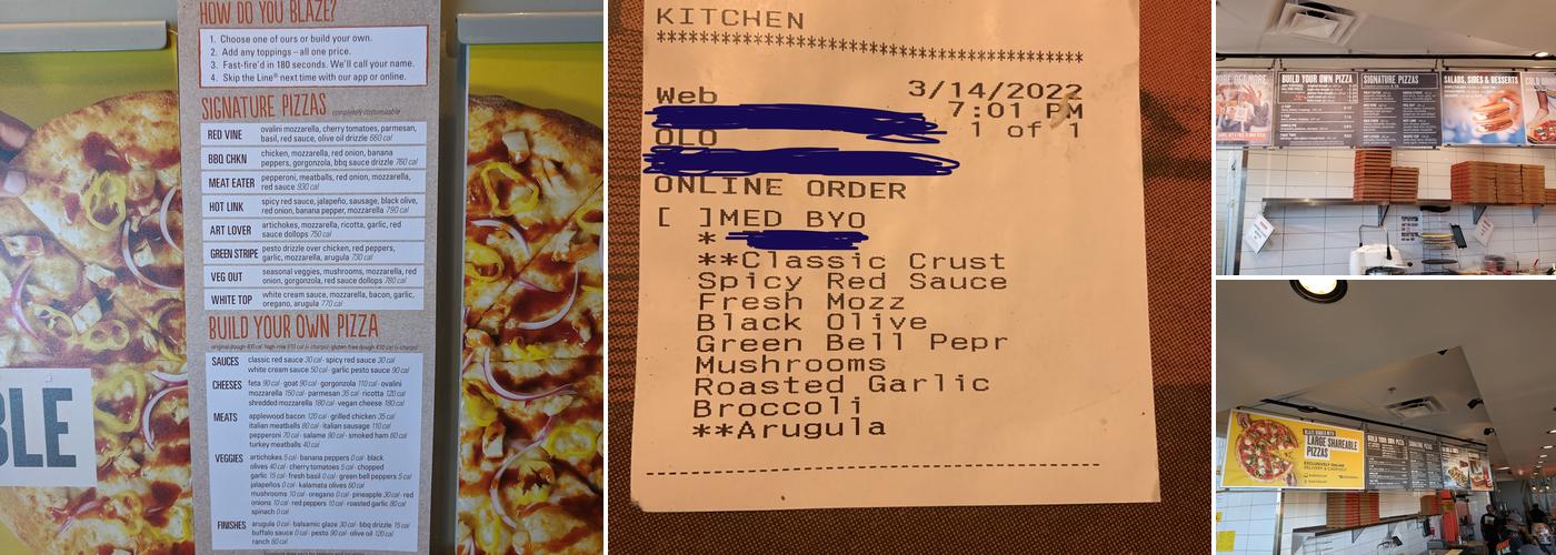 Blaze Pizza Menu