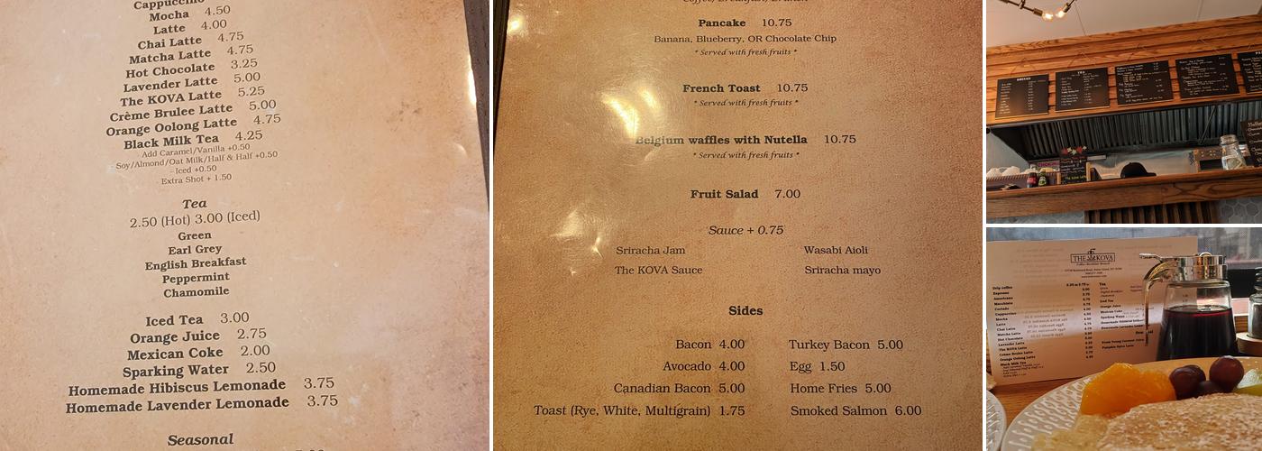 The KOVA Menu