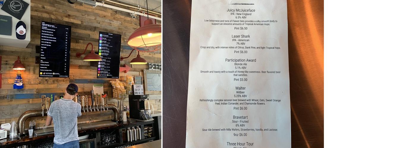 Lower Left Brewing Co. Menu