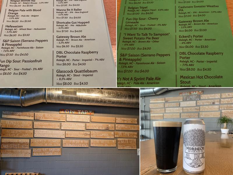 Mordecai Beverage Company Menu