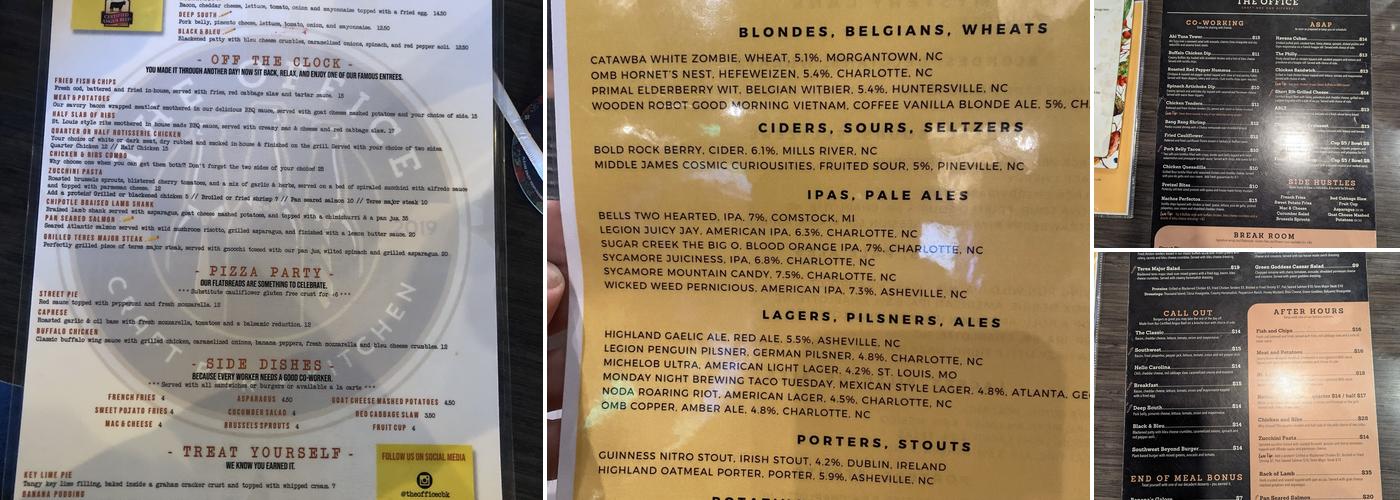The Office Craft Bar and Kitchen Menu