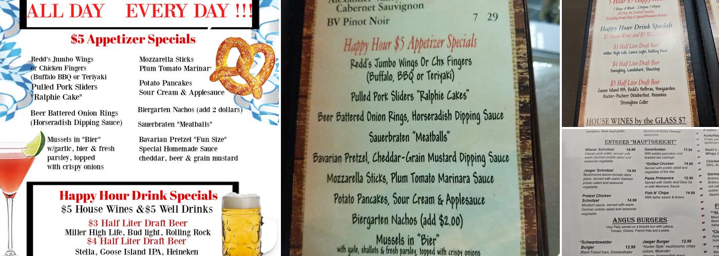 Redd's Biergarten Menu