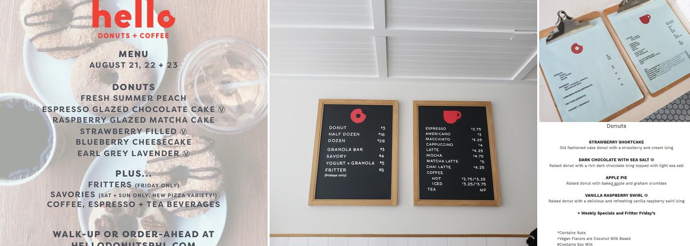 Hello Donuts + Coffee Menu