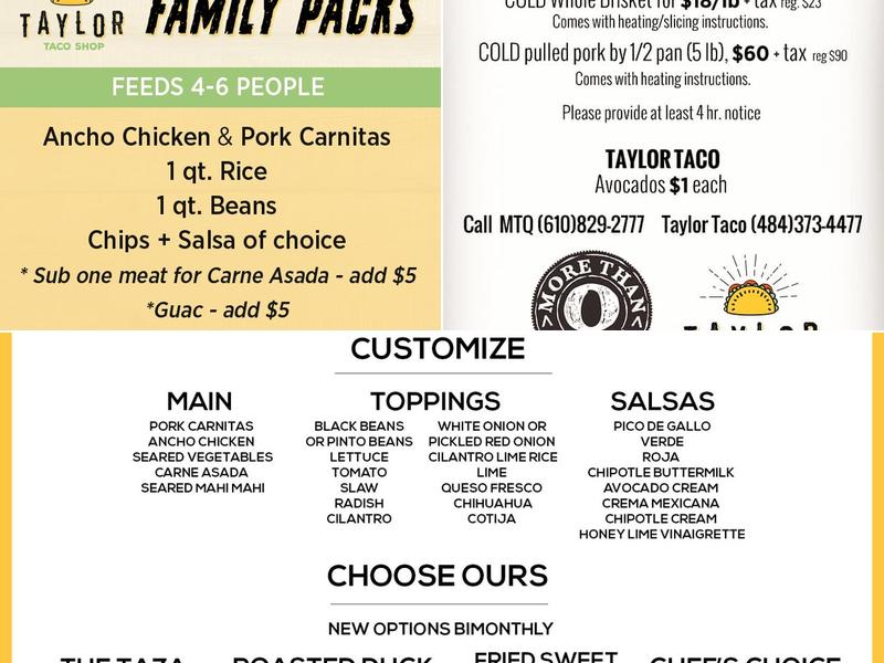 Taylor Taco Shop Menu