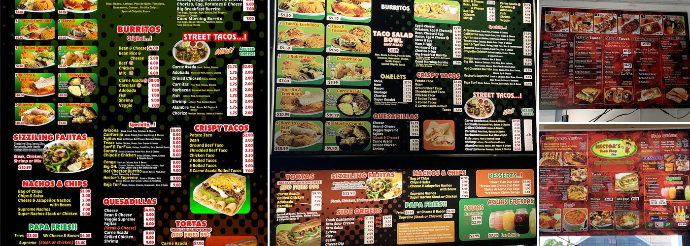 Hector's taco shop Menu