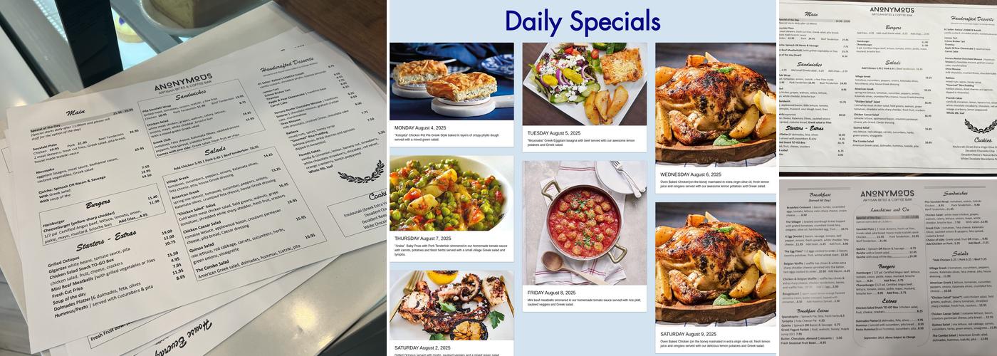 Anonymous Cafe Menu