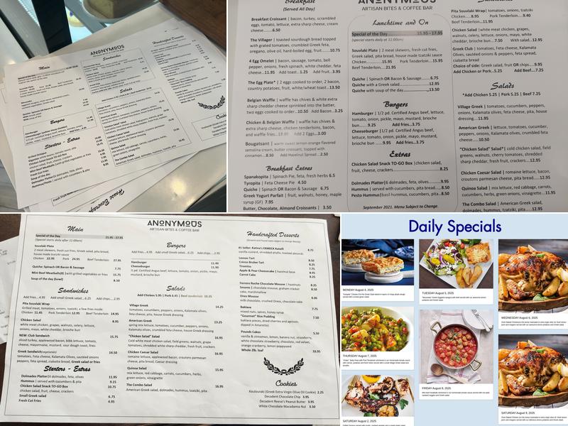 Anonymous Cafe Menu
