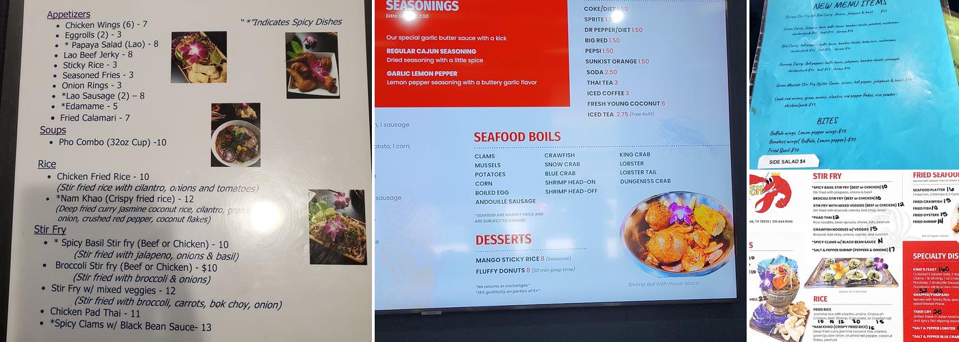 Crawfish King Menu