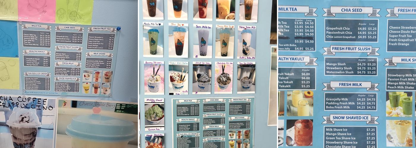 Snow Ice Cream & Tea Menu