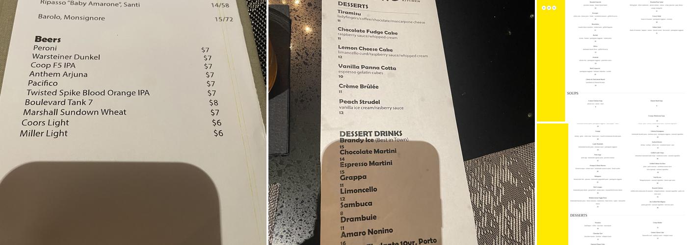 Piatto Italian Kitchen Menu
