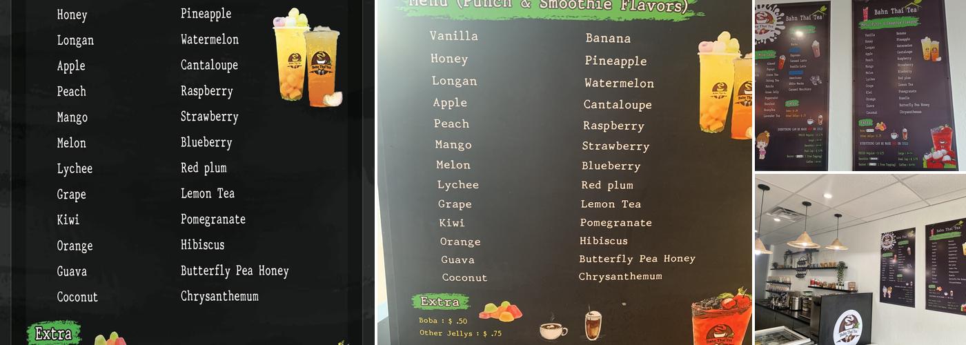 Bahn Thai Tea Menu