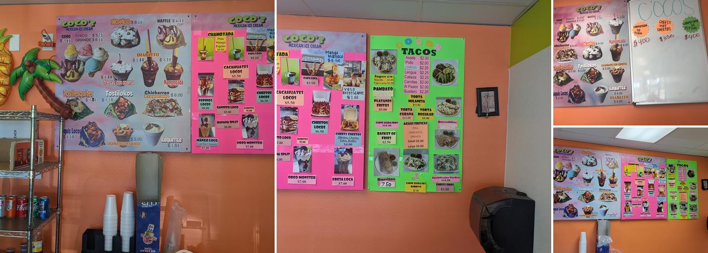 Coco’s Neveria Y Taqueria Menu