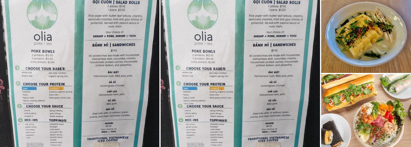 Olia Poke & Tea Menu