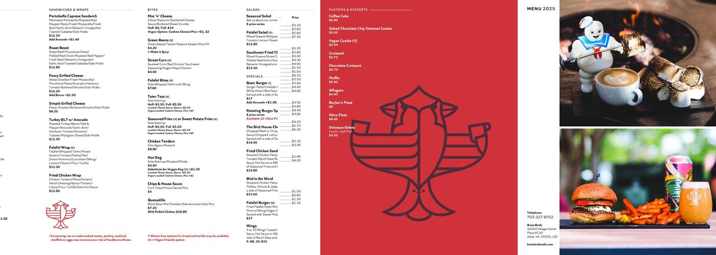 Brew Birds Menu