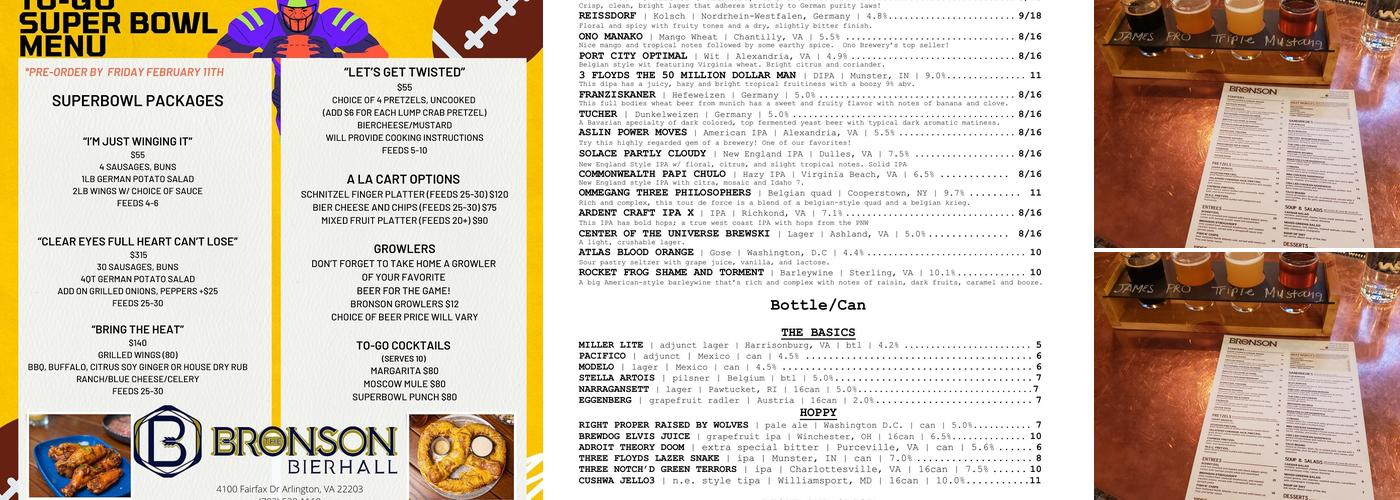 Bronson Bierhall Menu