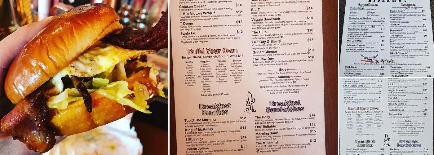 Dusty’s Hideaway Menu