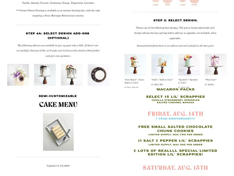 Saltadena Bakery Menu