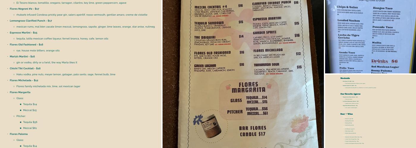 Bar Flores Menu
