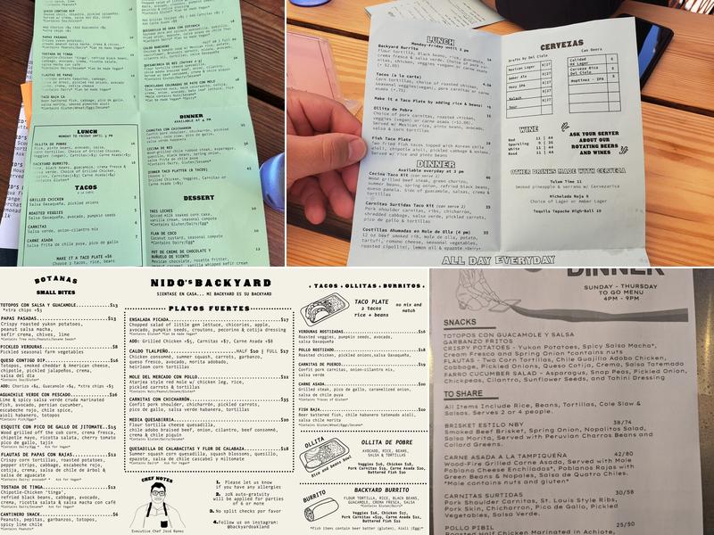 NIDO's Backyard Menu