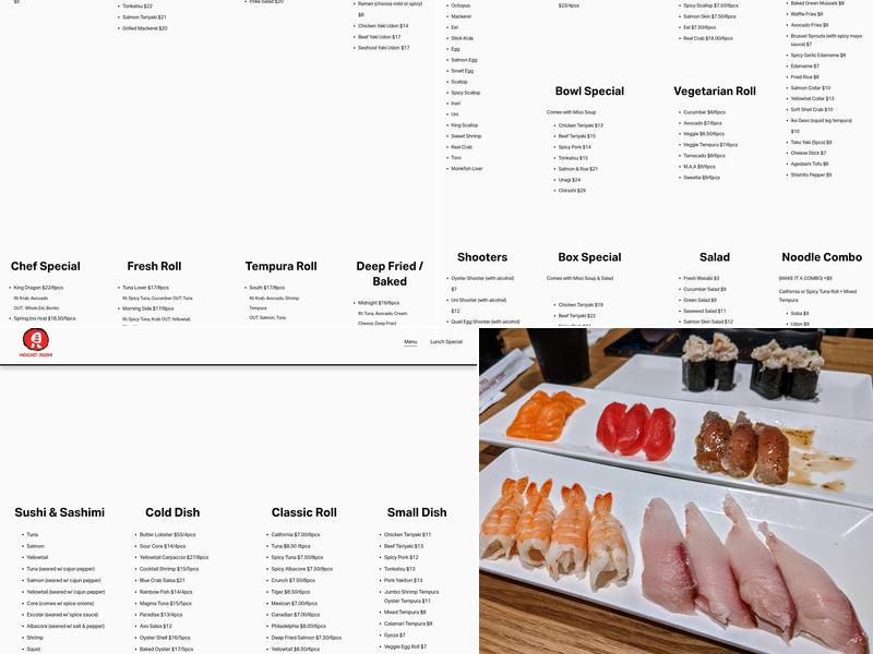 Heemo sushi Menu
