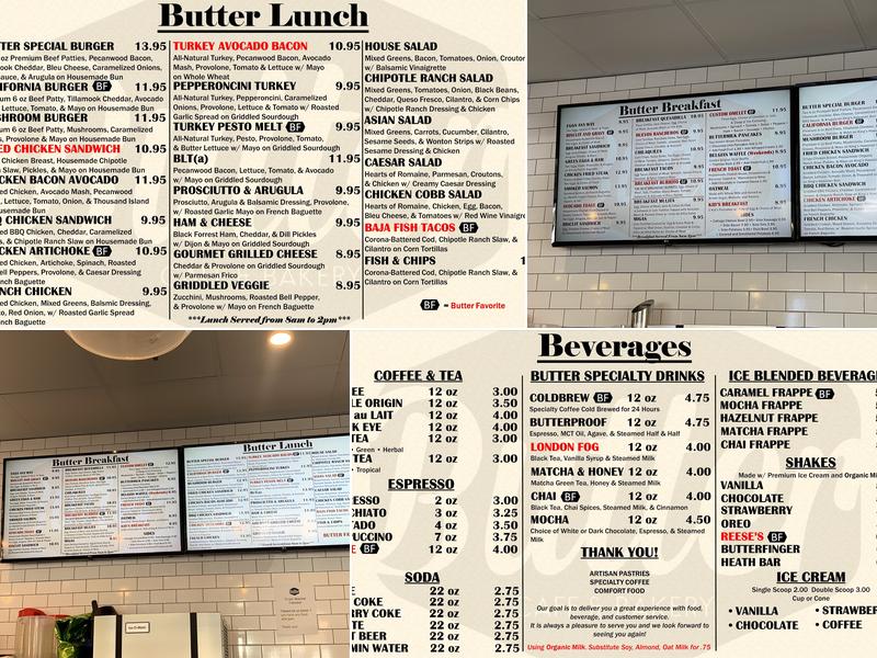 Butter Cafe & Bakery Menu