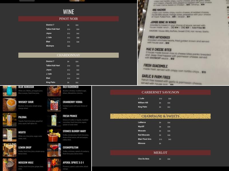 Stonies Taphouse & Bistro Menu