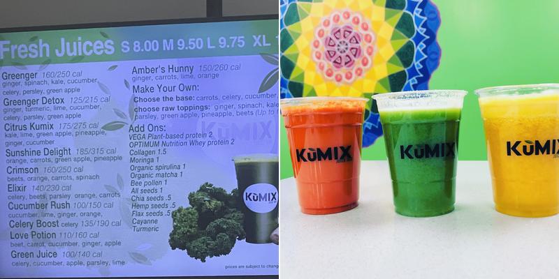 KuMIX Juice Bar Menu