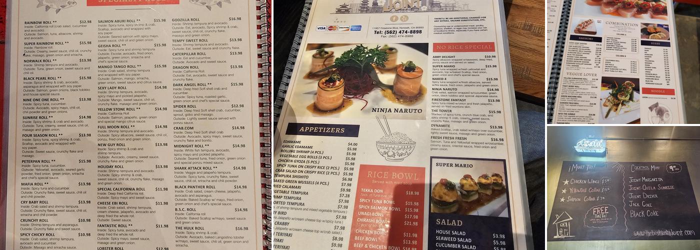 Sushi joint Menu