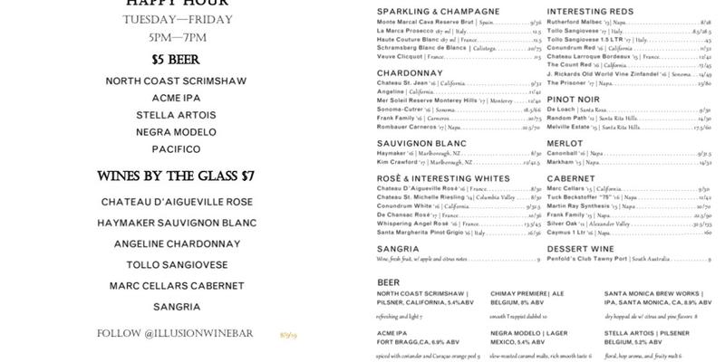 Illusion Magic Lounge Menu