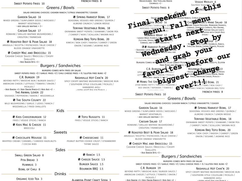 Craft Roots Menu