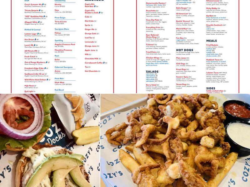 Cozy's Dockside Menu