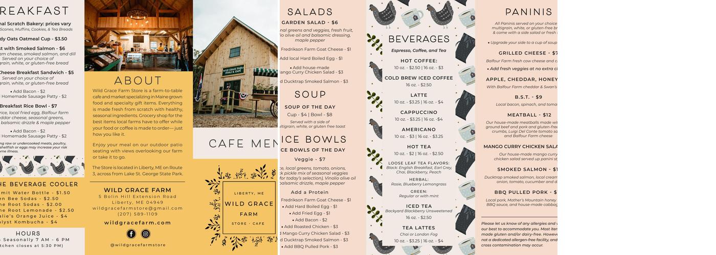 Wild Grace Farm Store Menu
