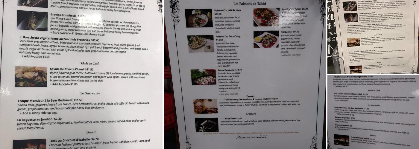 Nohea's Kitchen Menu