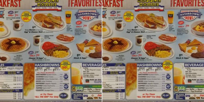 Waffle House Menu