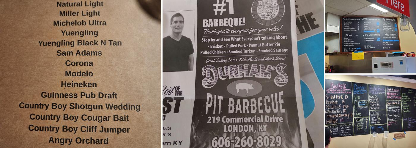 Durham’s Pit BBQ Menu