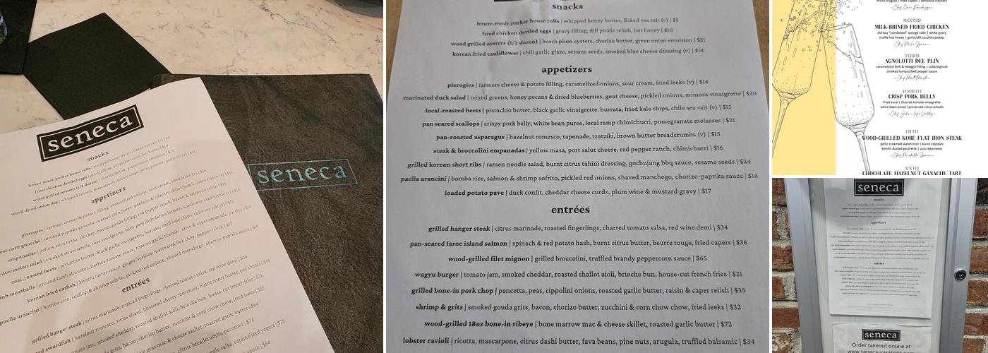 Seneca Restaurant Menu