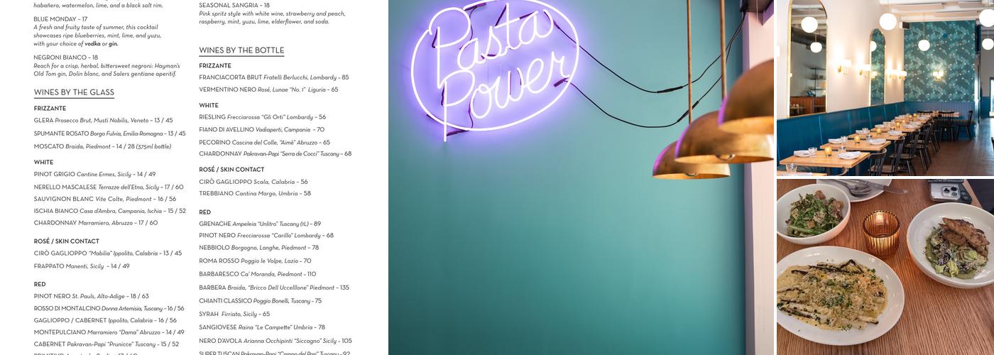 Thompson Italian Menu