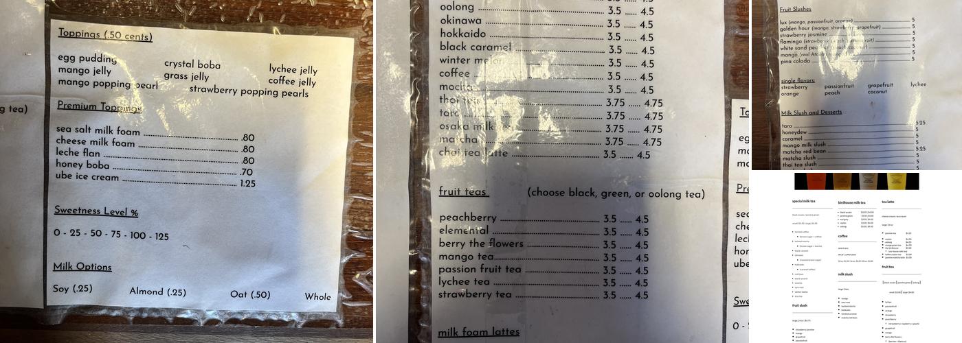 Boba Tea Licious Menu