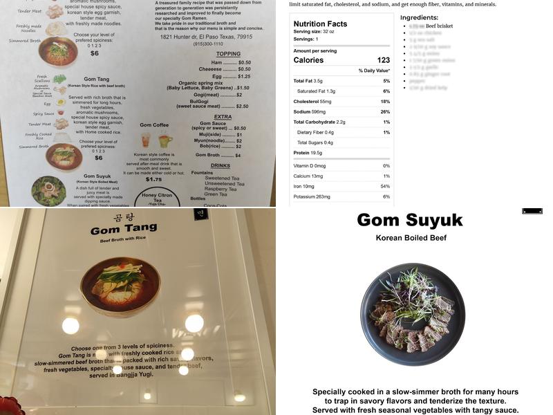 Gom Ramen Menu