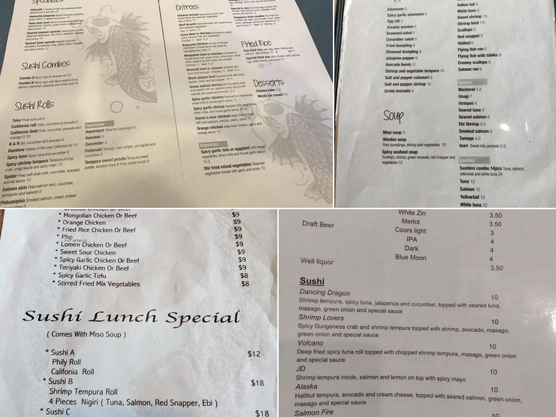 Koi Sushi Menu