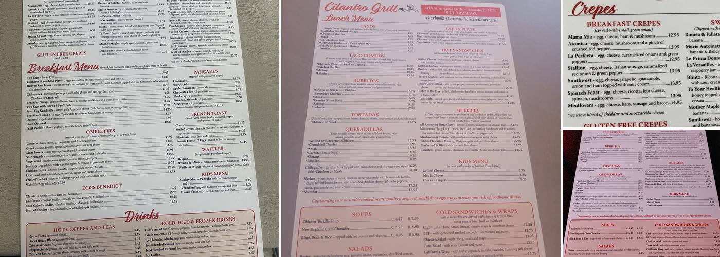 Cilantro grill Menu